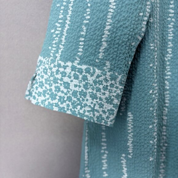 Habitat‎ Coralie Crinkle Turquoise Shirt Dress SZ Large Casual, Coastal, Beach - Picture 3 of 16